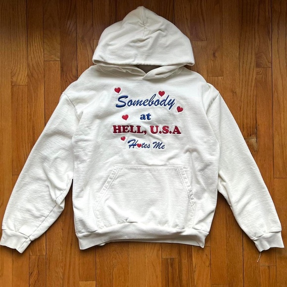 hell, USA hates me embroidered hoodie - Picture 1 of 5